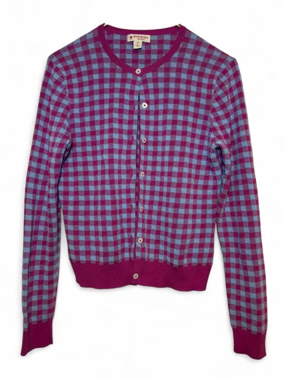 Brooks Brothers Vintage Twee Pink/Blue Gingham Cardigan | XS | EUC